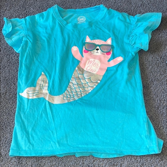 wonder nation Other - Wonder Nation Blue Short Sleeve Tee with Mermaid Cat Graphic